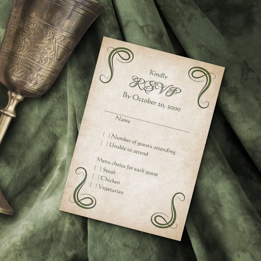 Dragon Medieval Fantasy Wedding RSVP Karte