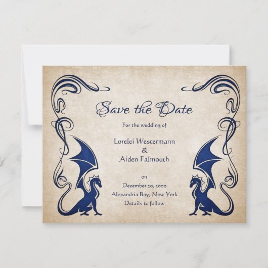 Dragon Medieval Fantasy Wedding Save The Date (Vorderseite)
