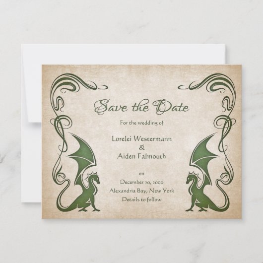 Dragon Medieval Fantasy Wedding Save The Date (Vorderseite)