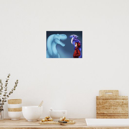 Dragon Meets Ice Dinosaur Poster (Küche)