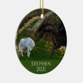 Dragon Meets Unicorn Fantasy Keramik Ornament (Rechts)