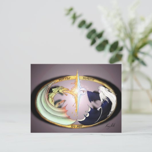 Dragon & Merlin Postkarte (Stehend Vorderseite)