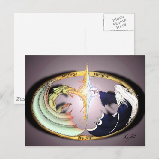 Dragon & Merlin Postkarte (Vorne/Hinten)