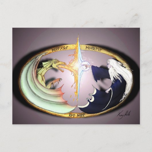 Dragon & Merlin Postkarte (Vorderseite)