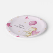 Dragon mit Balloon Light Pink Girl Baby Dusche Pappteller (Schrägansicht)