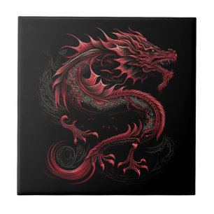 Dragon-mit-Gelb-Kopf-Grün Fliese