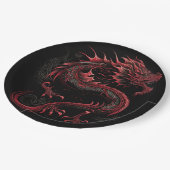 Dragon-mit-Gelb-Kopf-Grün Pappteller (Schrägansicht)