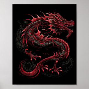 Dragon-mit-Gelb-Kopf-Grün Poster