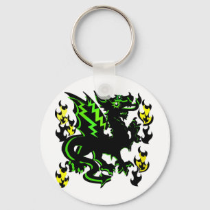 DRAGON MIT GRÜNER BELEUCHTUNG UND FLAMEN GRAFIK SCHLÜSSELANHÄNGER