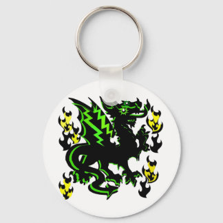 DRAGON MIT GRÜNER BELEUCHTUNG UND FLAMEN GRAFIK SCHLÜSSELANHÄNGER