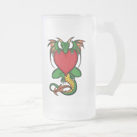 Dragon mit Herz mattierte Bier-Tasse Mattglas Bierglas (Rechts)