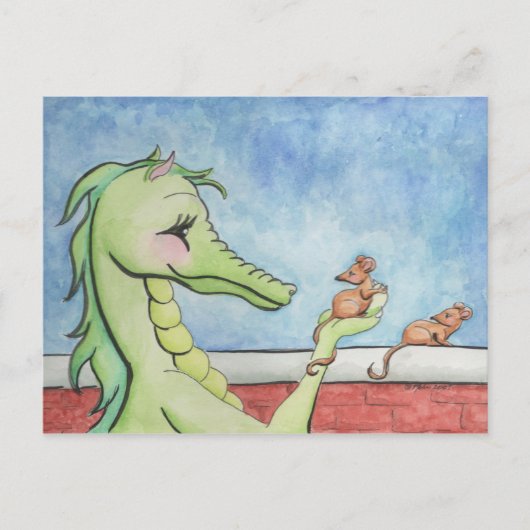 Dragon mit Mäusen Postkarte (Vorderseite)
