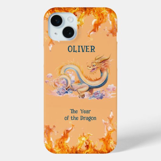 Dragon Monogram Chinese Zodiac Orange Trendy Cool Case-Mate iPhone Hülle (Rückseite)