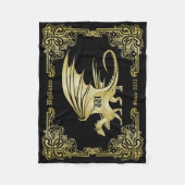 Dragon Monogram Gold Frame Traditionelle Buchabdec Fleecedecke (Vorderseite)