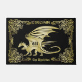 Dragon Monogram Gold Frame Traditionelle Buchabdec Fußmatte (Vorderseite)
