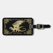 Dragon Monogram Gold Frame Traditionelle Buchabdec Gepäckanhänger (Vorderseite horizontal)