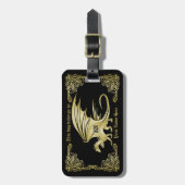 Dragon Monogram Gold Frame Traditionelle Buchabdec Gepäckanhänger (Vorderseite vertikal)