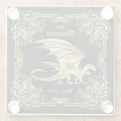 Dragon Monogram Gold Frame Traditionelle Buchabdec Glasuntersetzer (Rückseite)