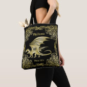 Dragon Monogram Gold Frame Traditionelle Buchabdec Tasche (Von Nahem)