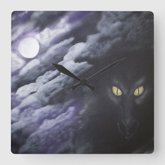 Dragon Moon- Clock Quadratische Wanduhr (Vorderseite)