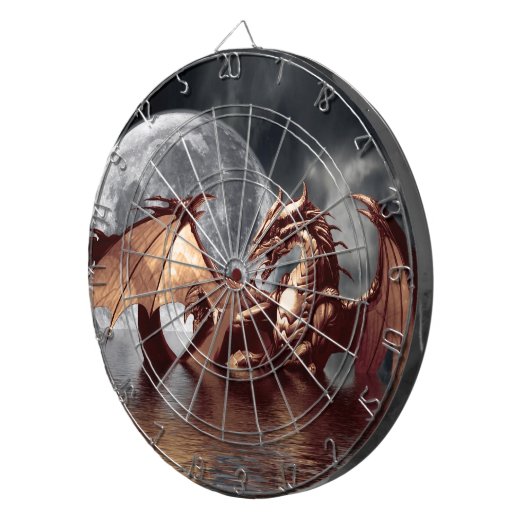 Dragon & Moon Fantasy Art Dart Board Dartscheibe (Vorderseite rechts)