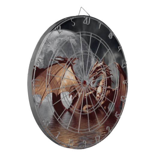 Dragon & Moon Fantasy Art Dart Board Dartscheibe (Vorderseite Links)