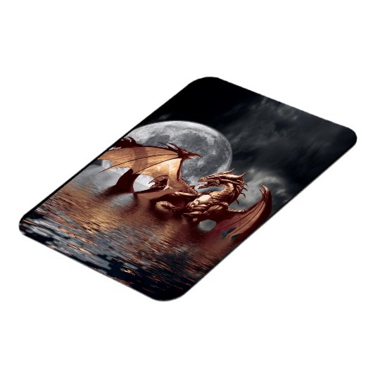Dragon & Moon Fantasy Art Magnet (Linke Seite)