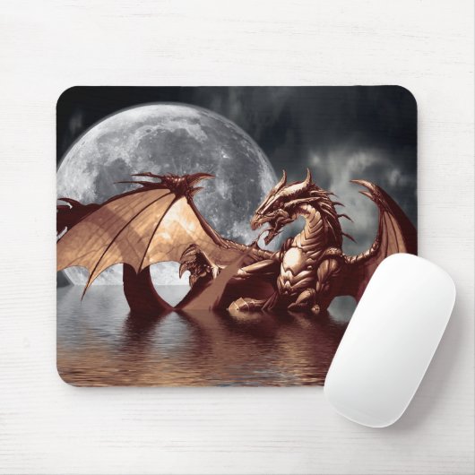 Dragon & Moon Fantasy Art Mousepad (Mit Mouse)