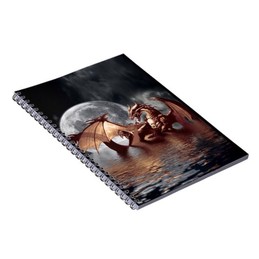 Dragon & Moon Fantasy Art Notebook Notizblock (Rechte Seite)