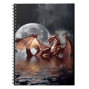 Dragon & Moon Fantasy Art Notebook Notizblock