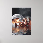 Dragon & Moon Fantasy Art Print Leinwanddruck (Vorderseite)