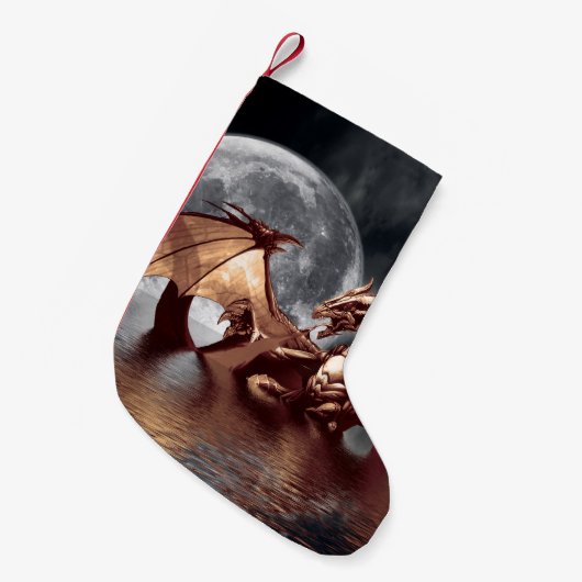 Dragon & Moon Fantasy Artwork Kleiner Weihnachtsstrumpf (Vorderansicht (hängend))