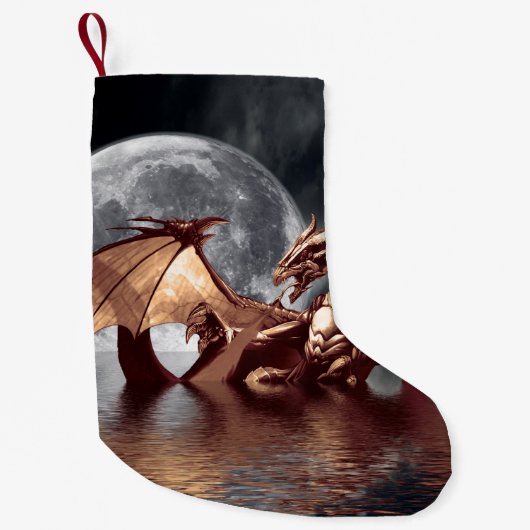 Dragon & Moon Fantasy Artwork Kleiner Weihnachtsstrumpf (Vorderseite)