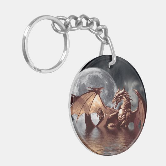 Dragon & Moon Fantasy Artwork Schlüsselanhänger (Vorderseite links)