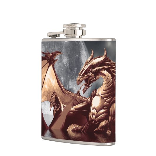 Dragon & Moon Fantasy Design Flachmann (Links)