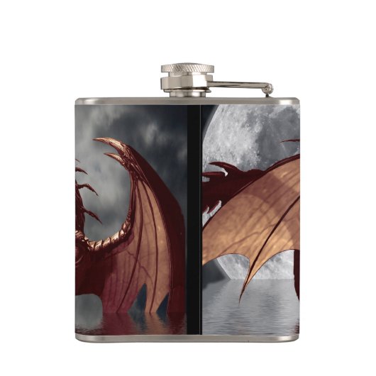 Dragon & Moon Fantasy Design Flachmann (Rückseite)