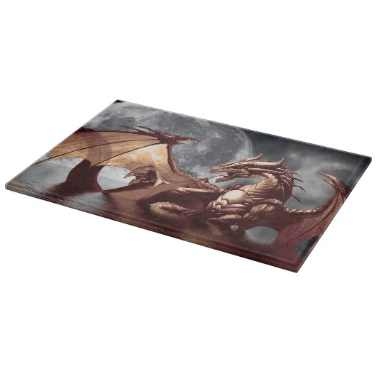 Dragon & Moon Fantasy Design Schneidebrett (Ecke)