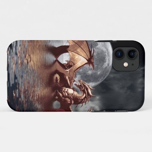 Dragon & Moon Fantasy Mythical iPhone Case (Rückseite (Horizontal))