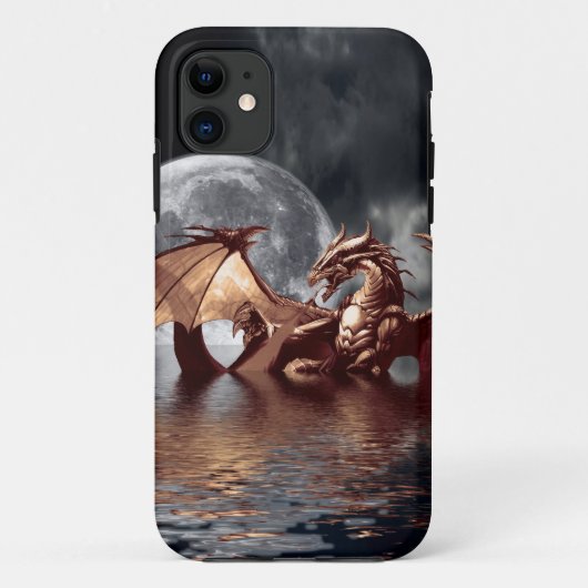 Dragon & Moon Fantasy Mythical iPhone Case (Rückseite)