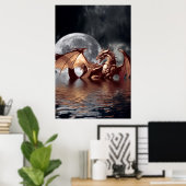 Dragon & Moon Fantasy Poster (Heimbüro)