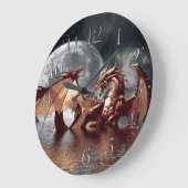 Dragon & Moon Fantasy Wall Clock Große Wanduhr (Winkel)