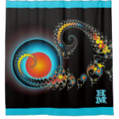Dragon Moon Fraktal Art mit Monogramm Duschvorhang (Vorderseite)