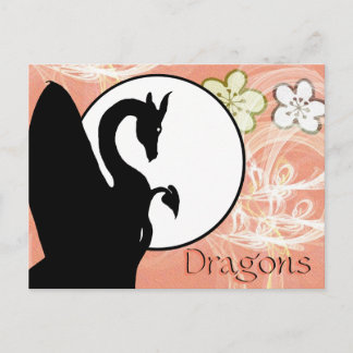 Dragon Moon I (Salmon Flowers) Postkarte