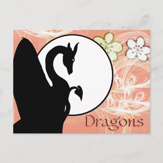 Dragon Moon I (Salmon Flowers) Postkarte (Vorderseite)