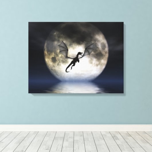Dragon Moon Wrapped Canvas Leinwanddruck (Insitu (Holzboden))