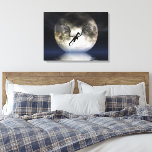 Dragon Moon Wrapped Canvas Leinwanddruck (Insitu (Schlafzimmer))