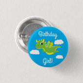 Dragon Niedlich Kid's Birthday Button (Vorne & Hinten)