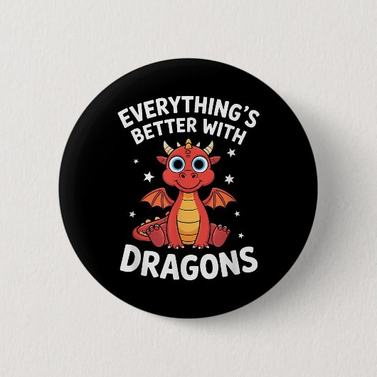Dragon "niedlicher Drache für Erwachsene oder Kind Button (Vorderseite)