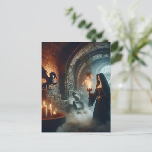 Dragon Nun Horror Postkarte (Stehend Vorderseite)