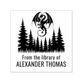 Dragon oberhalb des Bibliotheksnamens "Fir Trees" Permastempel (Design)